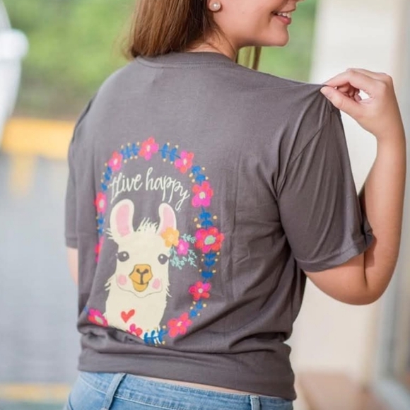 NATURAL LIFE Tops - Natural Life Women's Size Small Shirt Top Tee Live Happy Llama